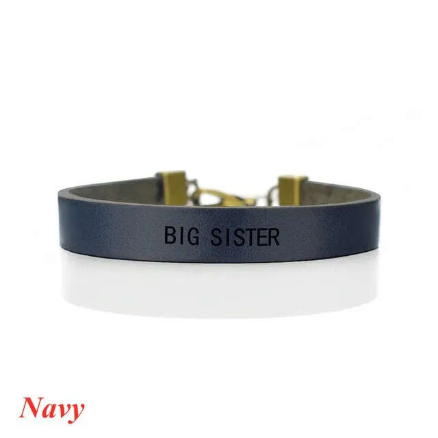 Fashion Leather Bracelet  Little Sister, Middle Sister, Big Sister Vertical Mother Daughter Charm Bracelet Family Gifts