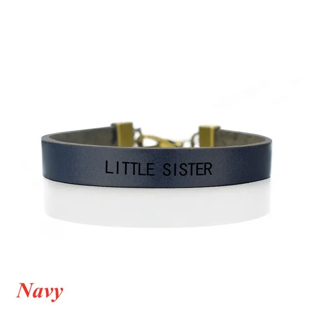 Fashion Leather Bracelet  Little Sister, Middle Sister, Big Sister Vertical Mother Daughter Charm Bracelet Family Gifts