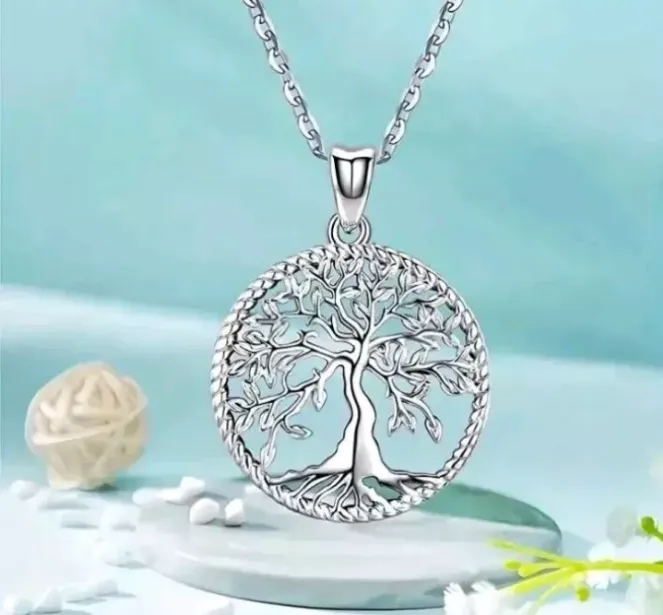 Fashion Silvery Tree of Life Necklace Jewelry Gift Men Women Silvery Brand New