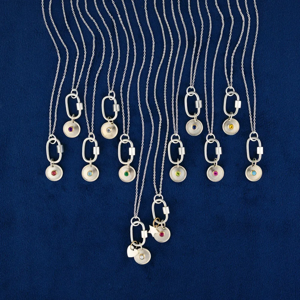 February Birthstone Carabiner Necklace - Amethyst