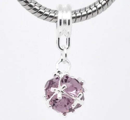February Birthstone Charm or Snake Chain Bracelet