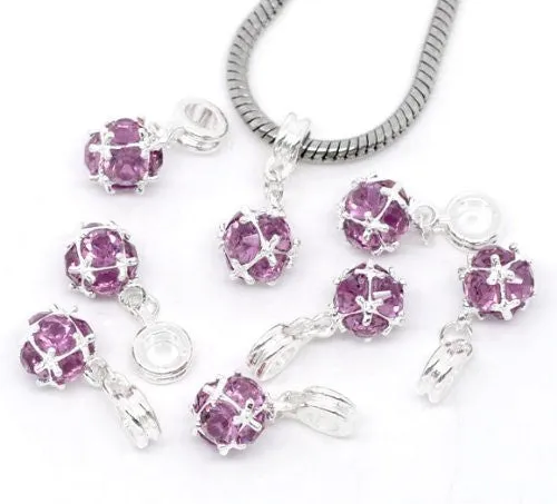 February Birthstone Charm or Snake Chain Bracelet
