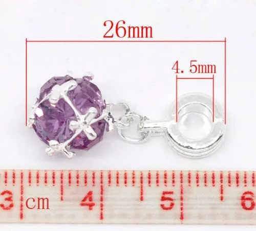 February Birthstone Charm or Snake Chain Bracelet