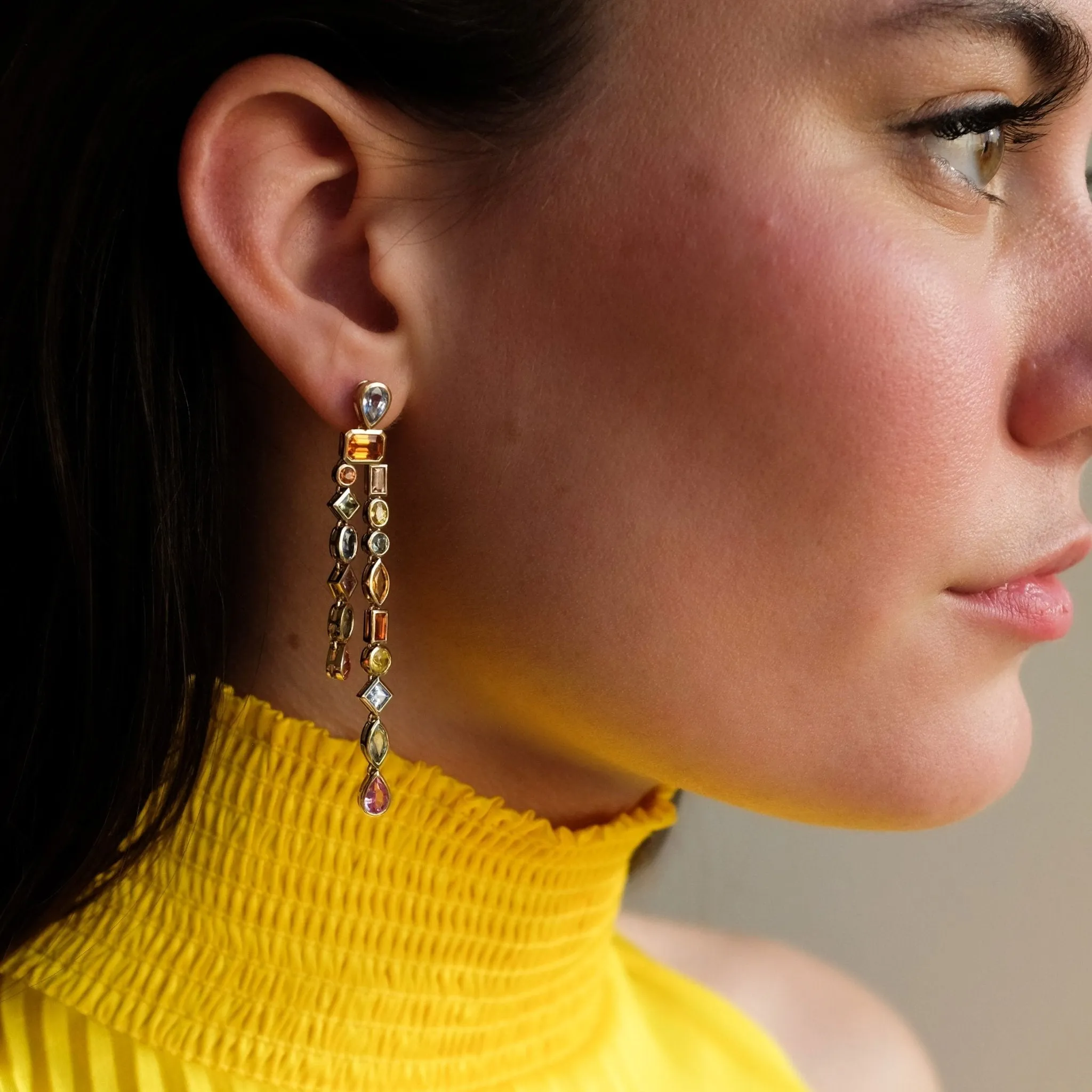 Felice Multi-Colored Sapphire Chandelier Earrings