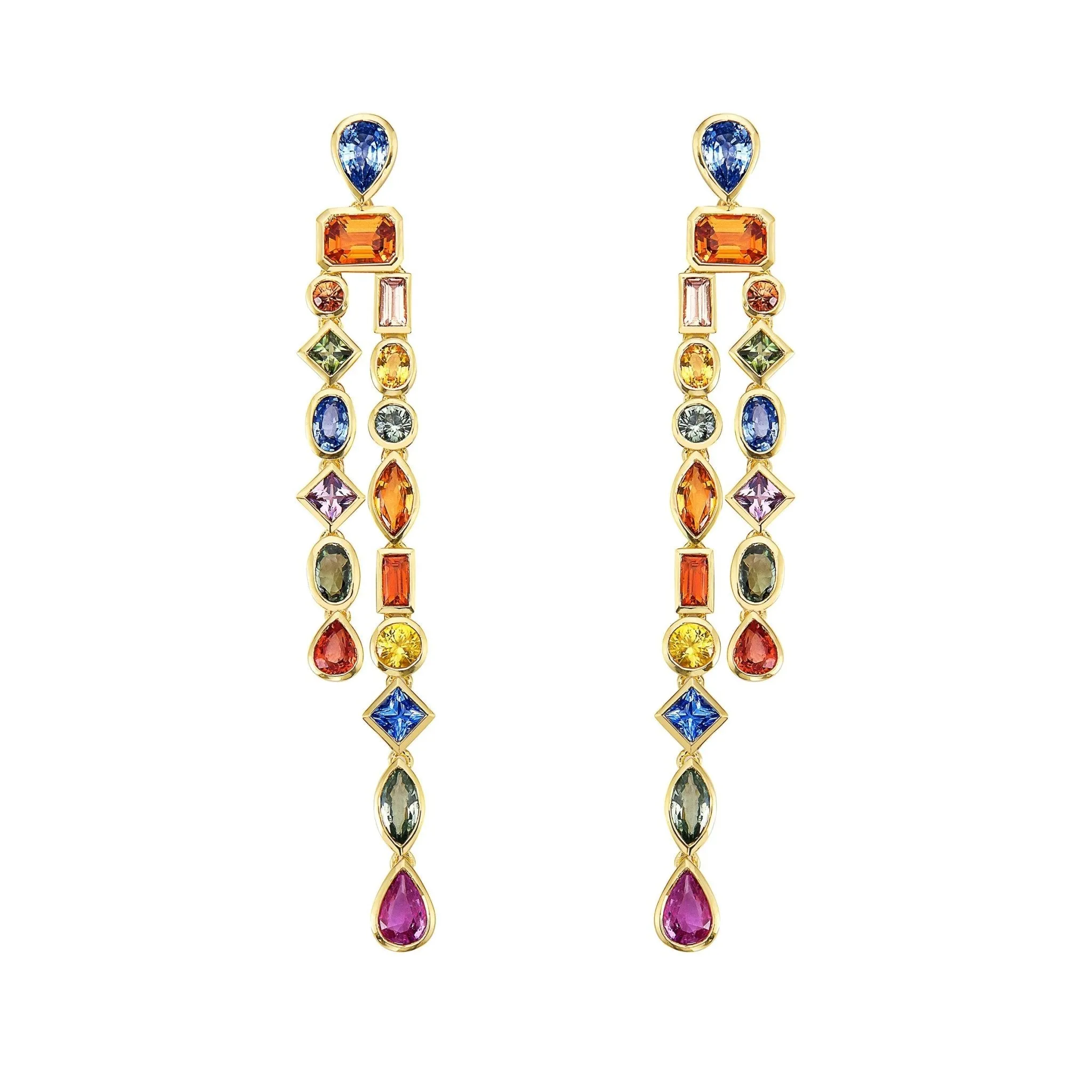 Felice Multi-Colored Sapphire Chandelier Earrings