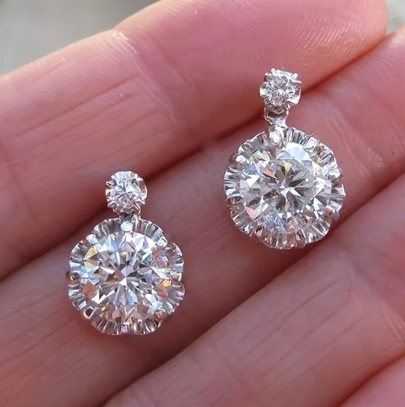 Female Pendant Earrings Crystal Jewelry For Wedding Party Elegant Lady Engagement Accessories Gift