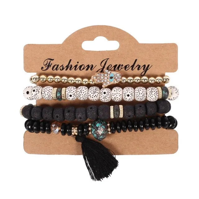 Find Me 2018 new Fashion Vintage Ethnic multilayer big beads Bracelets Boho Statement Flower Bracelet Bangles for Women Jewelry