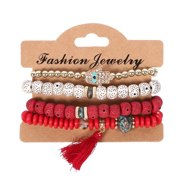Find Me 2018 new Fashion Vintage Ethnic multilayer big beads Bracelets Boho Statement Flower Bracelet Bangles for Women Jewelry