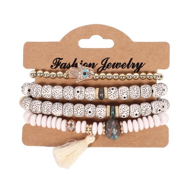 Find Me 2018 new Fashion Vintage Ethnic multilayer big beads Bracelets Boho Statement Flower Bracelet Bangles for Women Jewelry