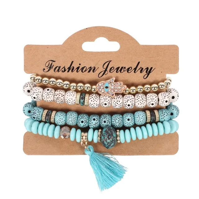 Find Me 2018 new Fashion Vintage Ethnic multilayer big beads Bracelets Boho Statement Flower Bracelet Bangles for Women Jewelry