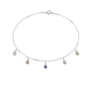 Five Birthstone Charm Necklace | Sterling Silver
