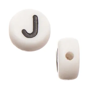 Flat Round Letter "J" Alphabet Beads 10/pk