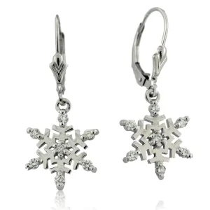 Flat Snowflake Diamond Earrings