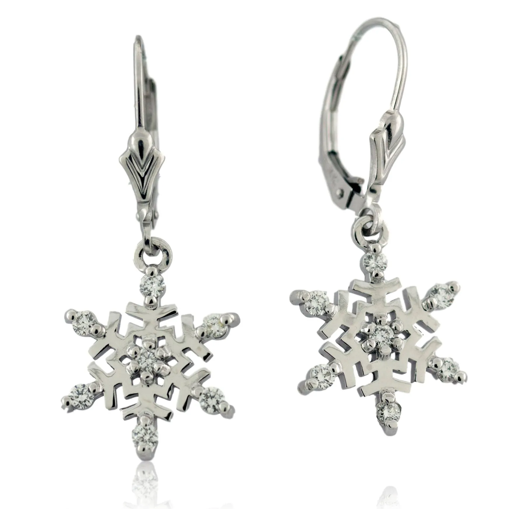 Flat Snowflake Diamond Earrings