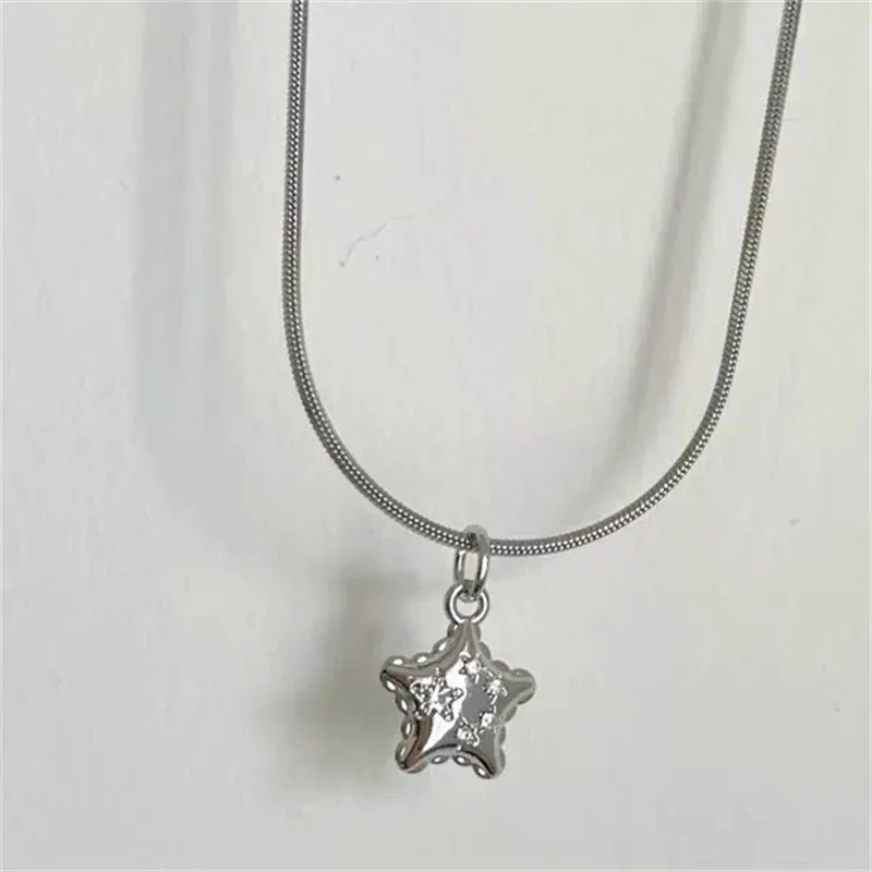 Flower Star Butterfly Pendant Necklaces for Women Vintage Elegant Snake Chains Necklace Y2K Jewelry