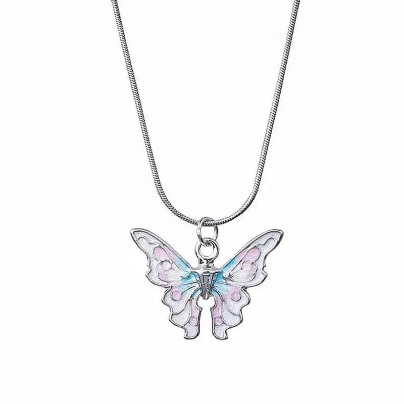 Flower Star Butterfly Pendant Necklaces for Women Vintage Elegant Snake Chains Necklace Y2K Jewelry
