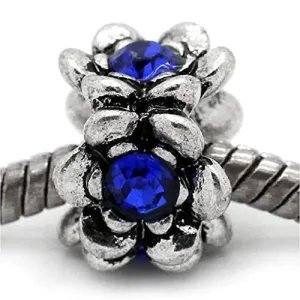 Flower With Dark Birthstone European Bead Compatible for Most European Snake Chain Bracelet