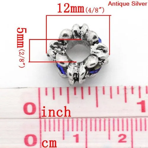Flower With Dark Birthstone European Bead Compatible for Most European Snake Chain Bracelet