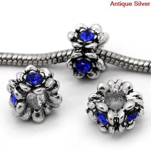 Flower With Dark Birthstone European Bead Compatible for Most European Snake Chain Bracelet