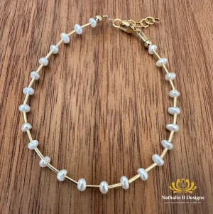 Freshwater Pearl Gold or Silver - Adjustable Spacer Bracelet