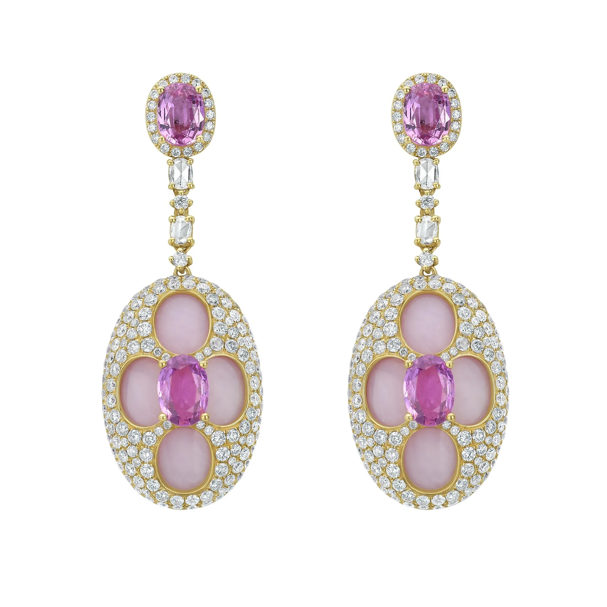 Galatea Pink Sapphire and Opal Statement Earrings