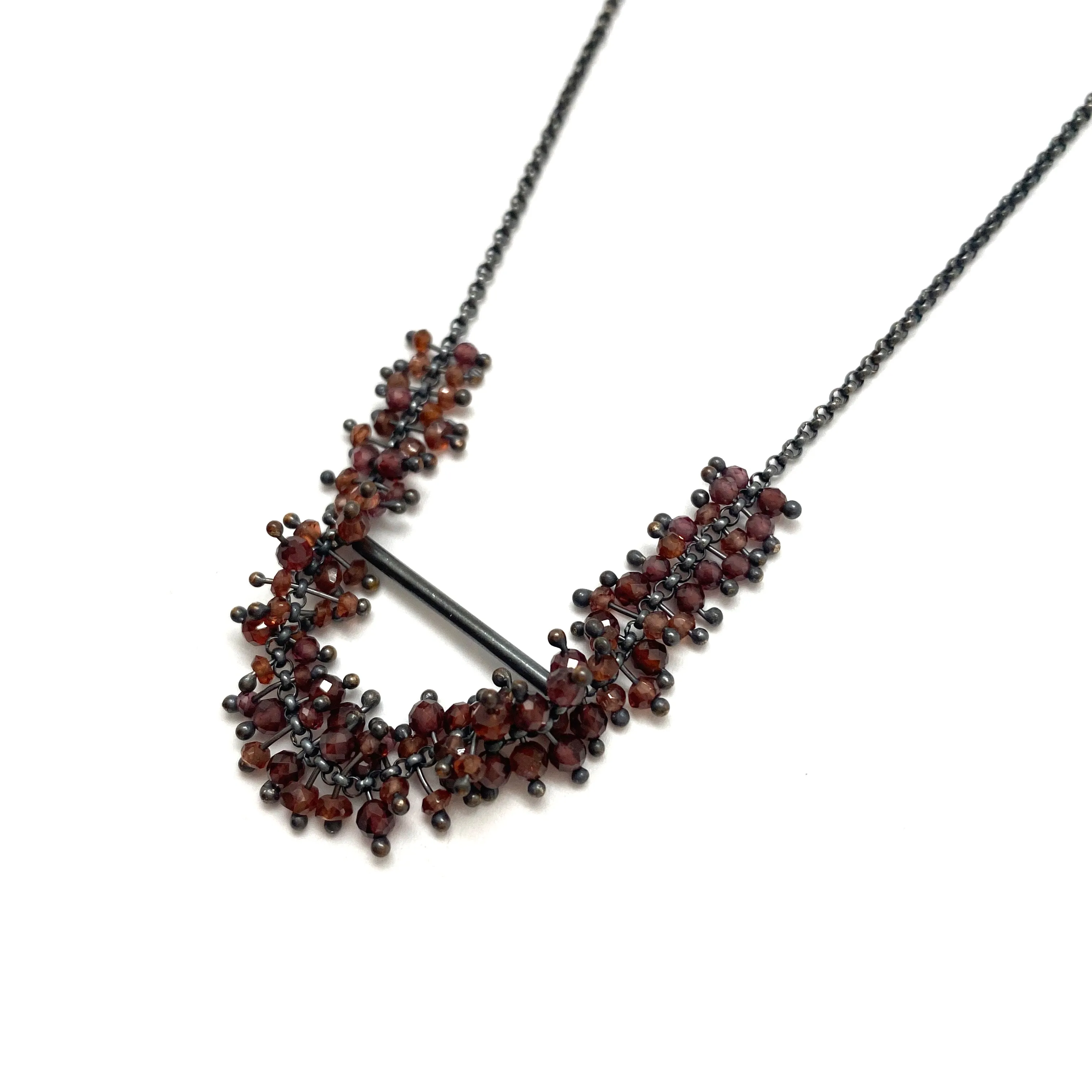 Garnet and Oxidized Sterling Silver Necklace
