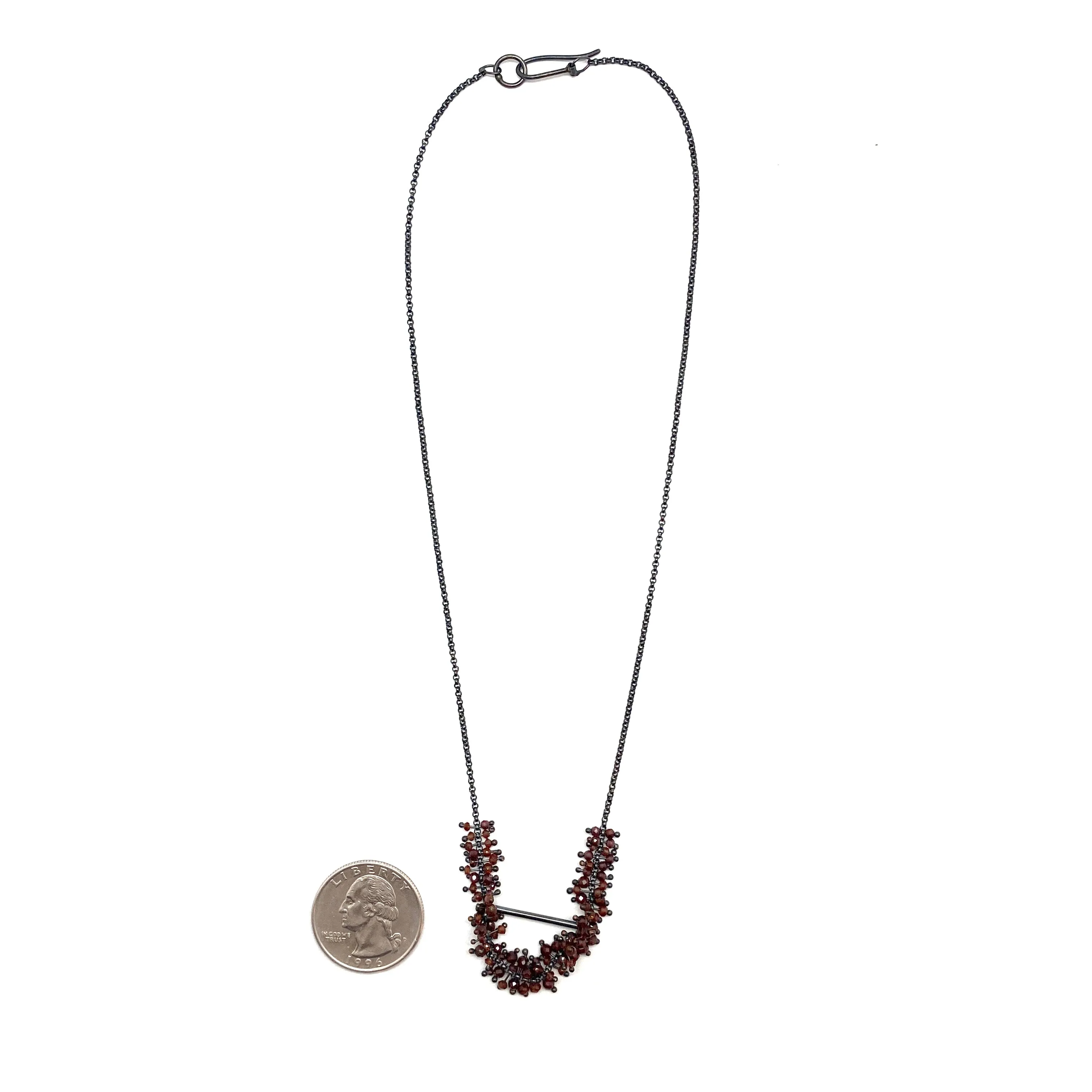 Garnet and Oxidized Sterling Silver Necklace
