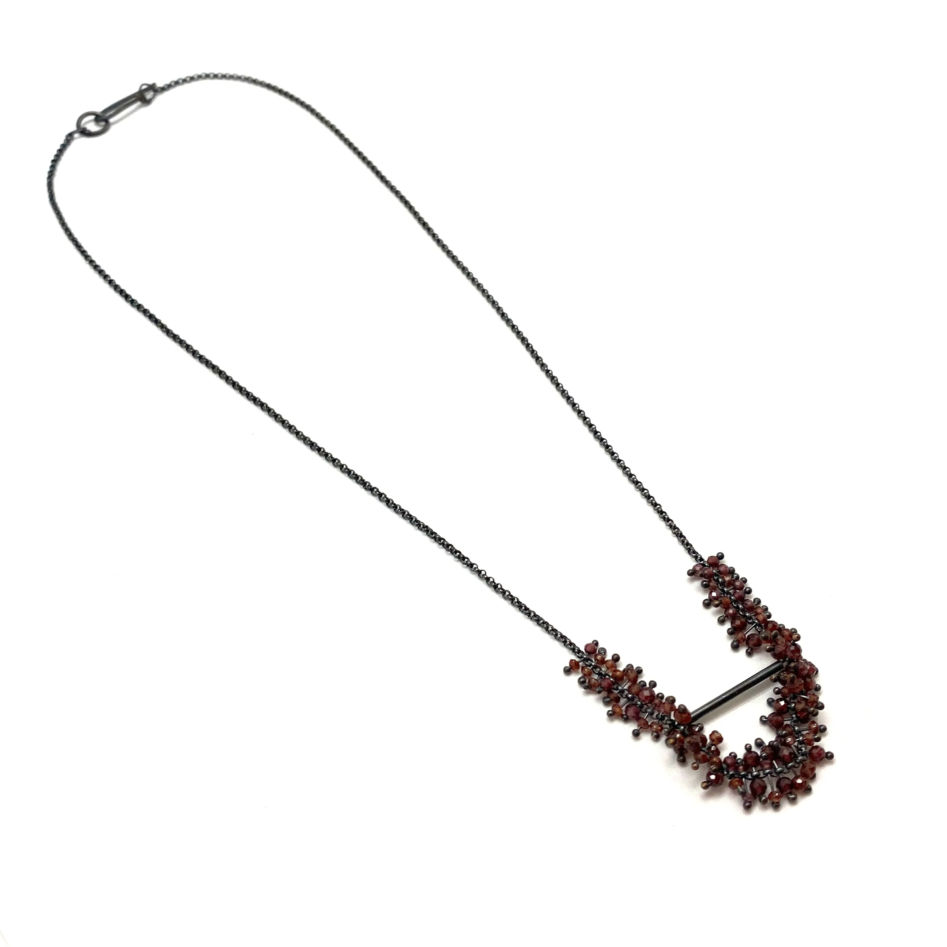Garnet and Oxidized Sterling Silver Necklace