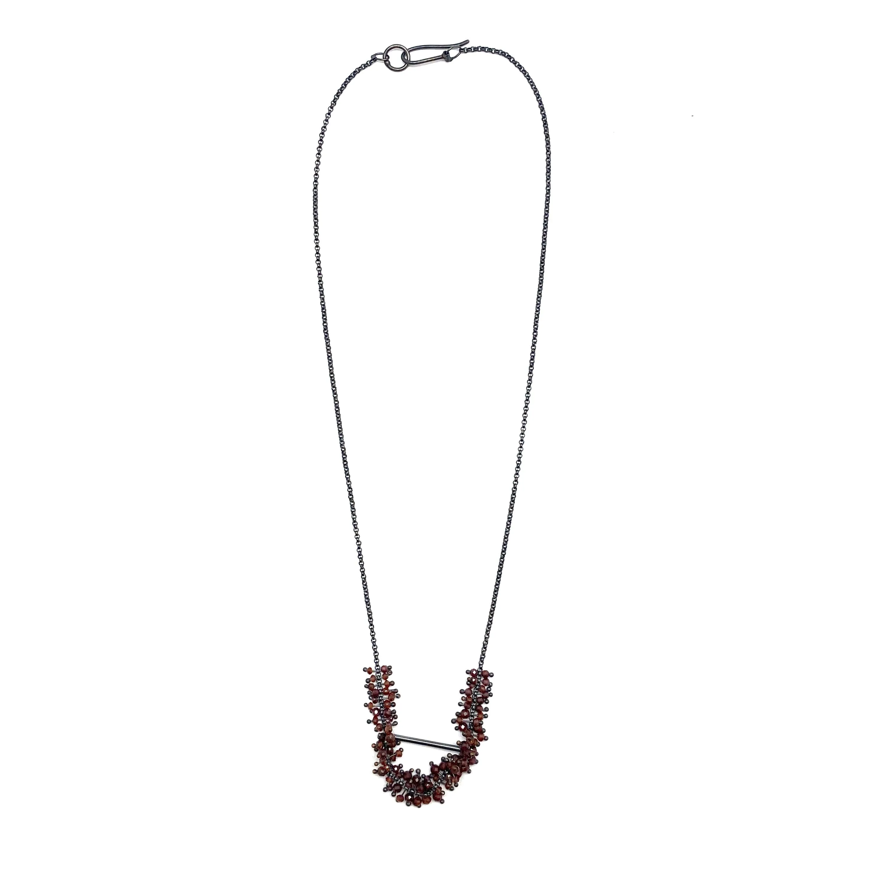 Garnet and Oxidized Sterling Silver Necklace
