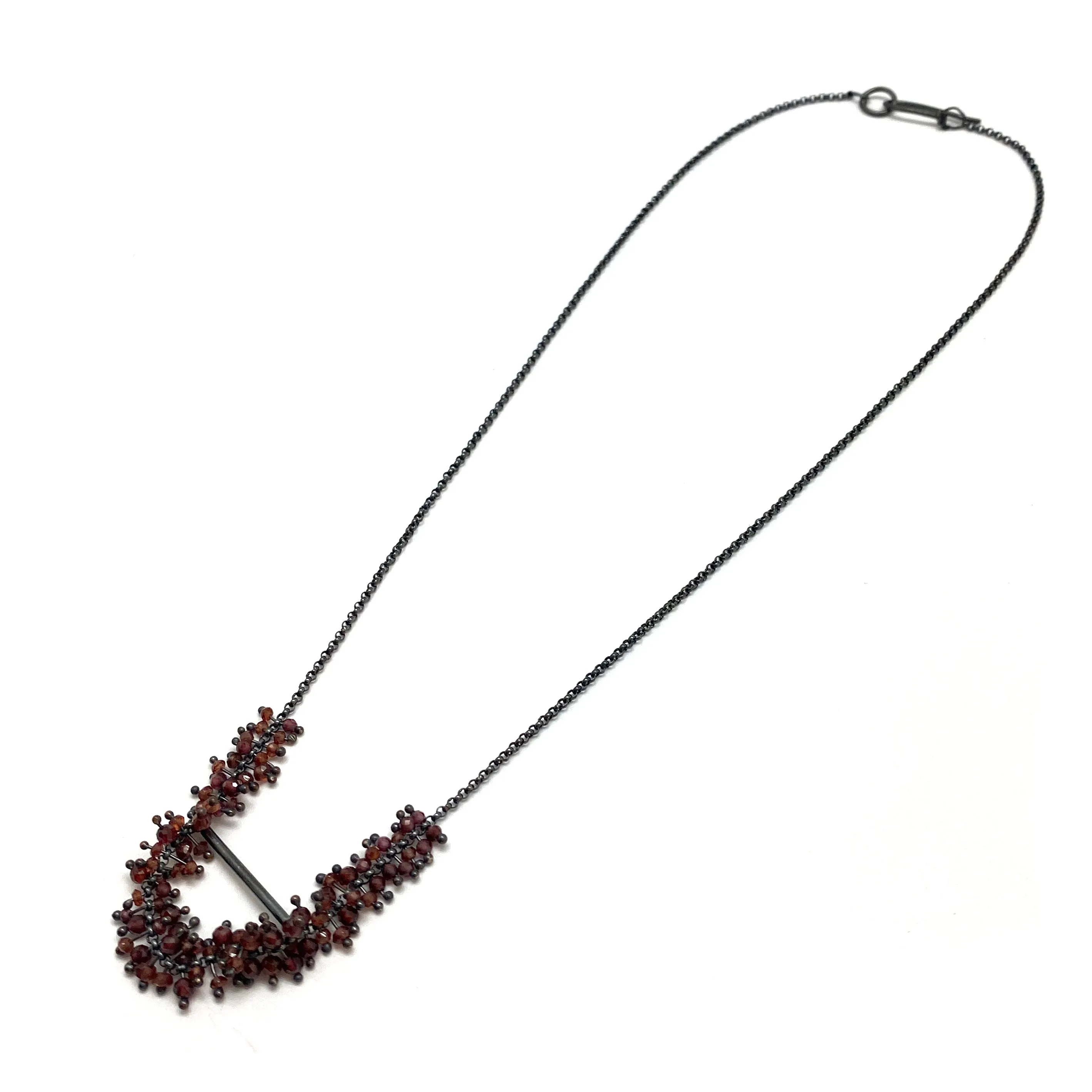 Garnet and Oxidized Sterling Silver Necklace
