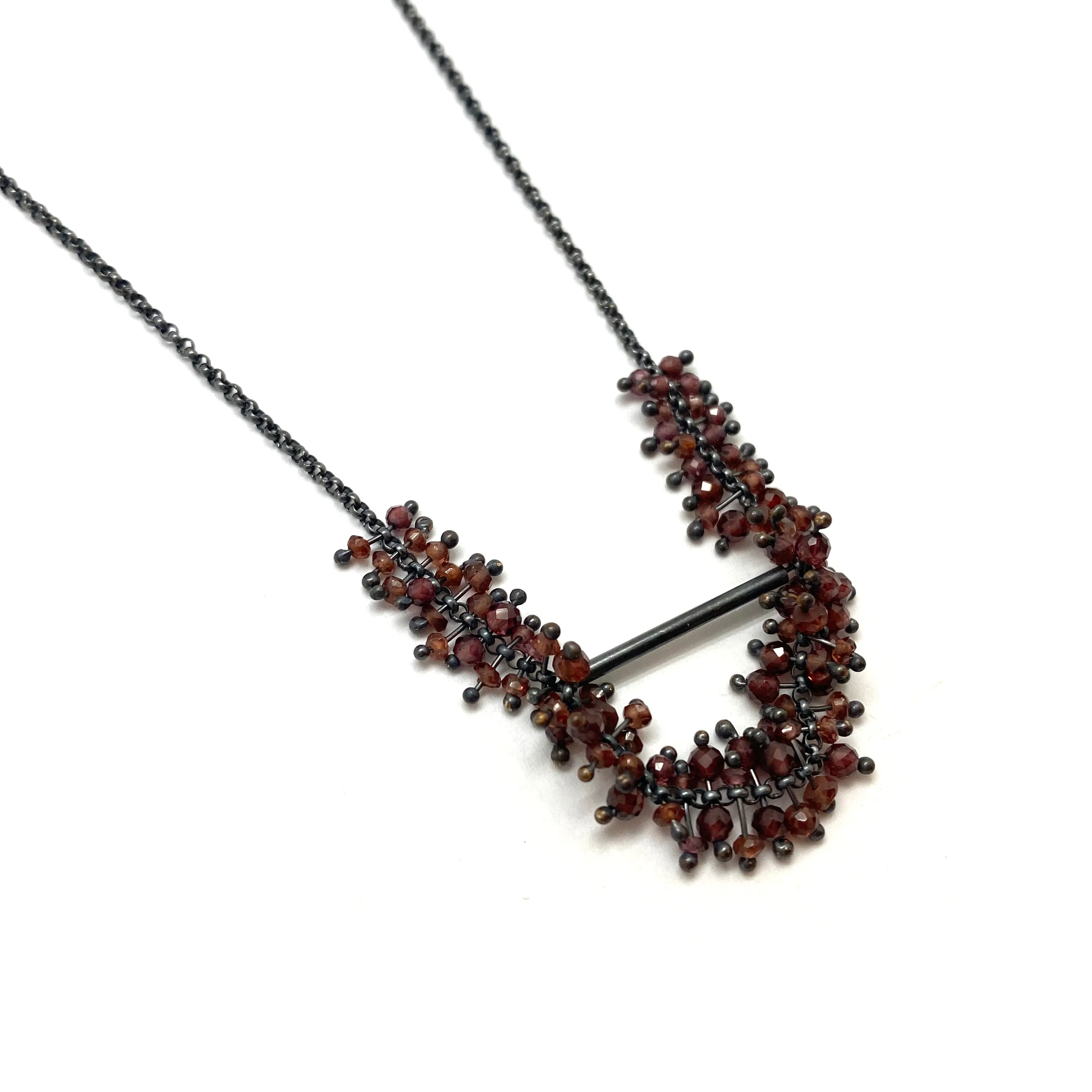 Garnet and Oxidized Sterling Silver Necklace