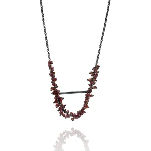 Garnet and Oxidized Sterling Silver Necklace