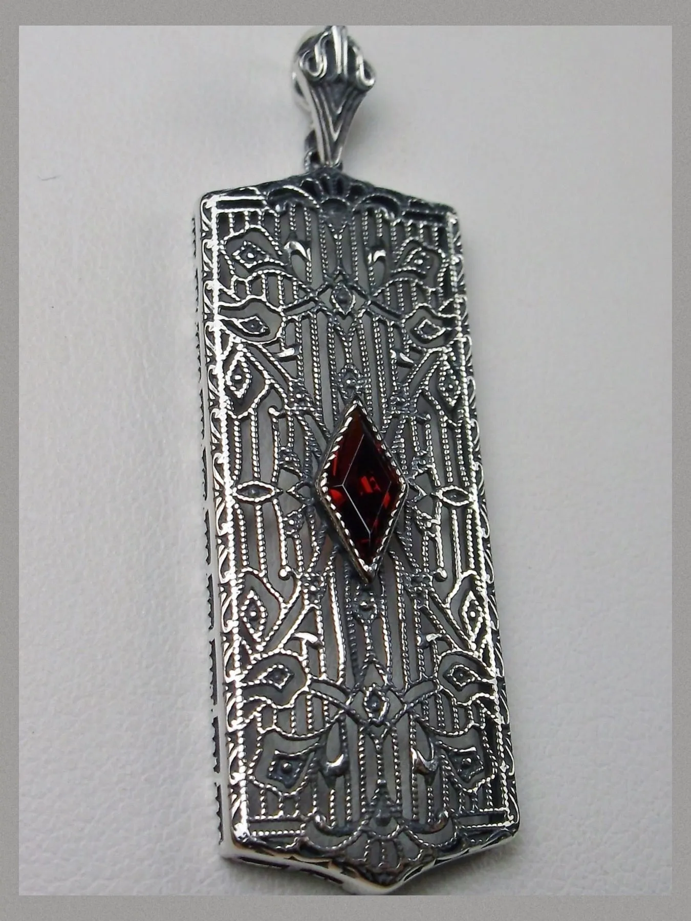 Garnet Pendant, Art Deco 1920's Jewelry #P64