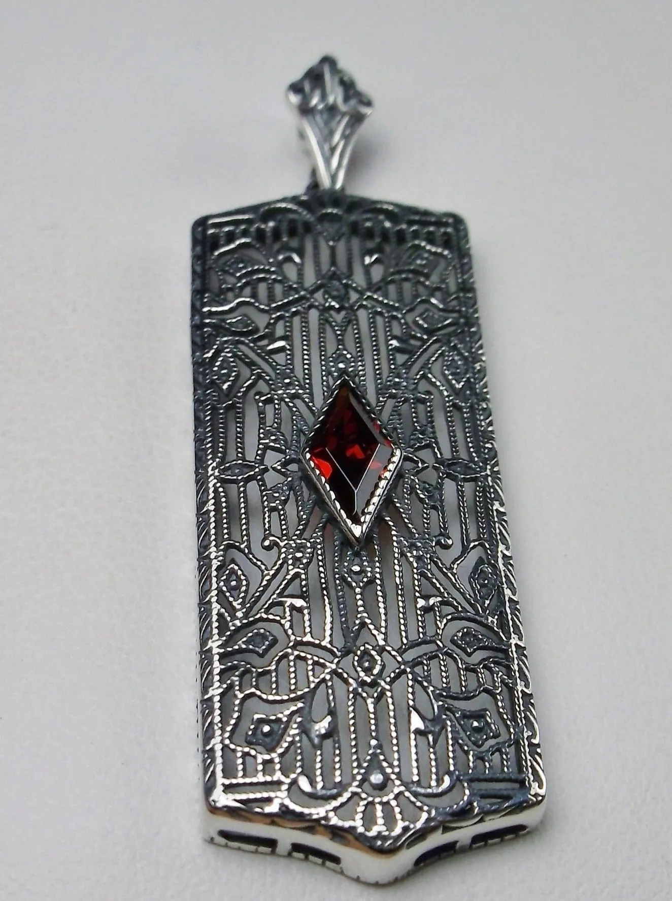 Garnet Pendant, Art Deco 1920's Jewelry #P64
