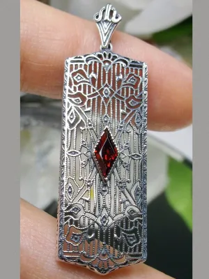 Garnet Pendant, Art Deco 1920's Jewelry #P64