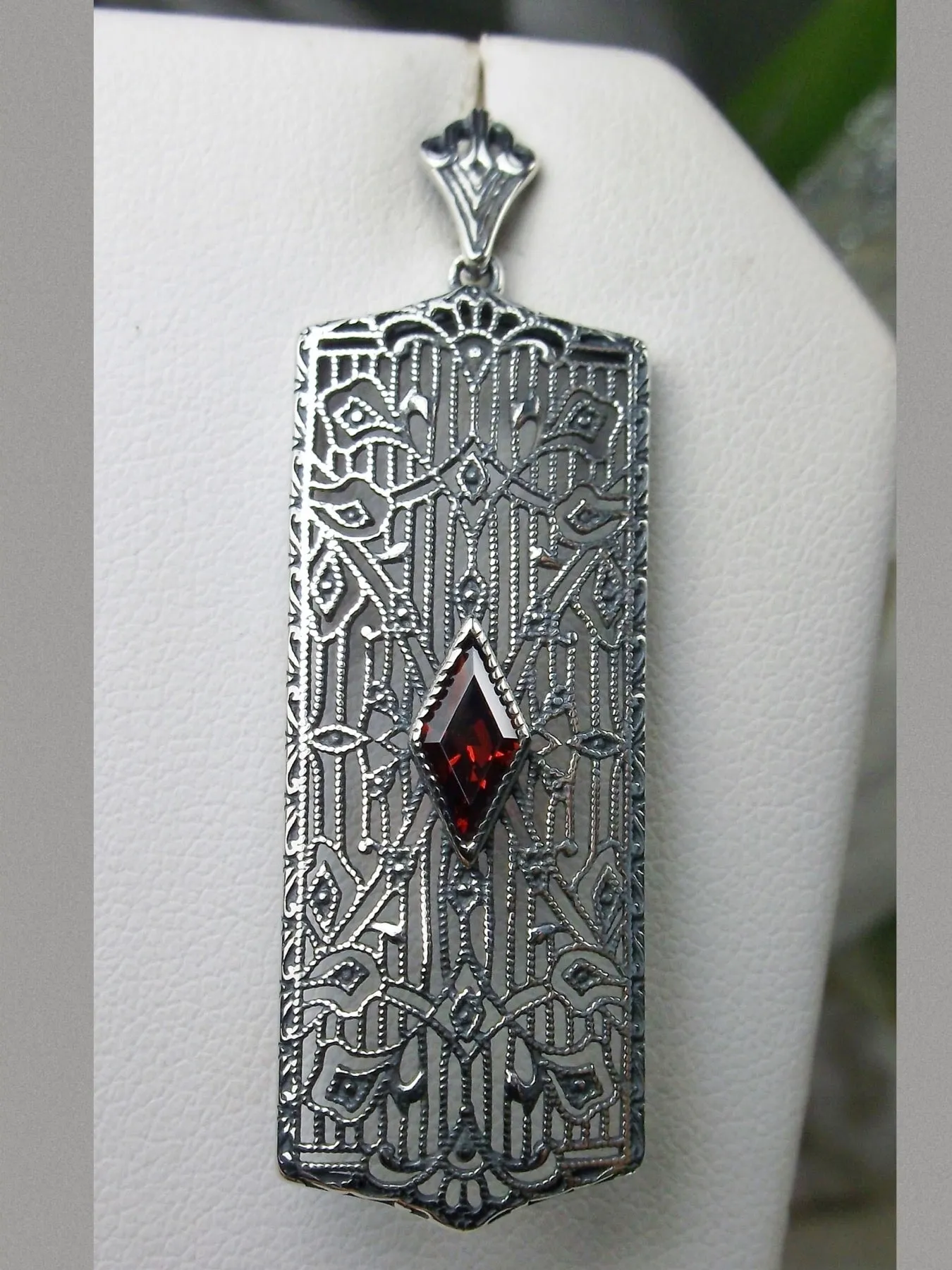 Garnet Pendant, Art Deco 1920's Jewelry #P64