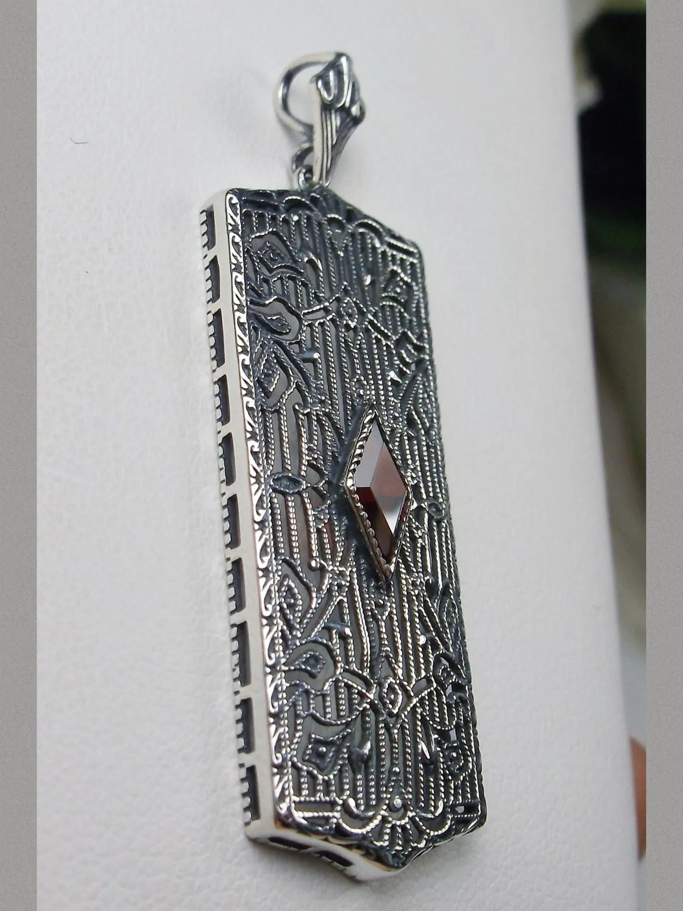 Garnet Pendant, Art Deco 1920's Jewelry #P64