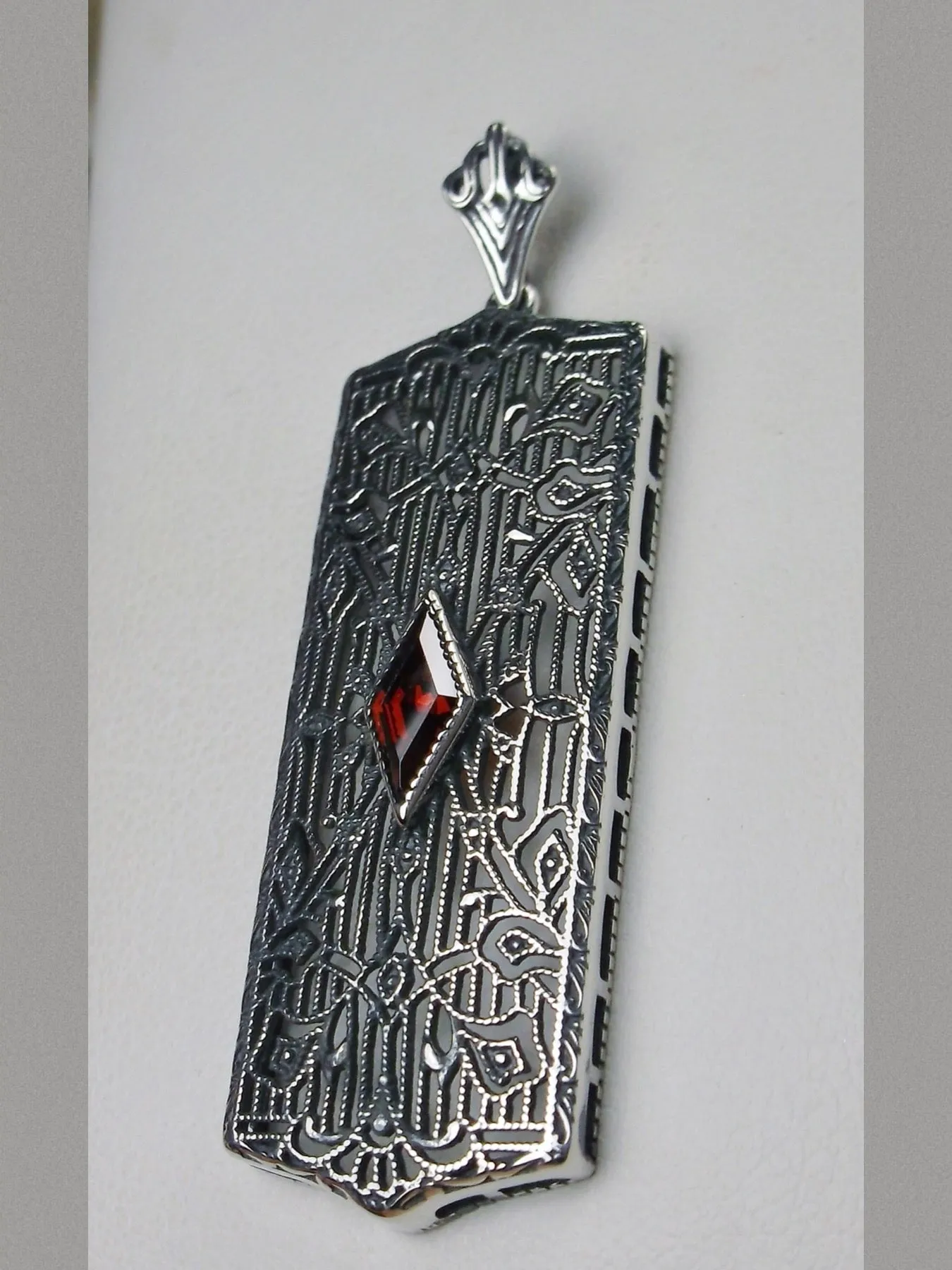 Garnet Pendant, Art Deco 1920's Jewelry #P64