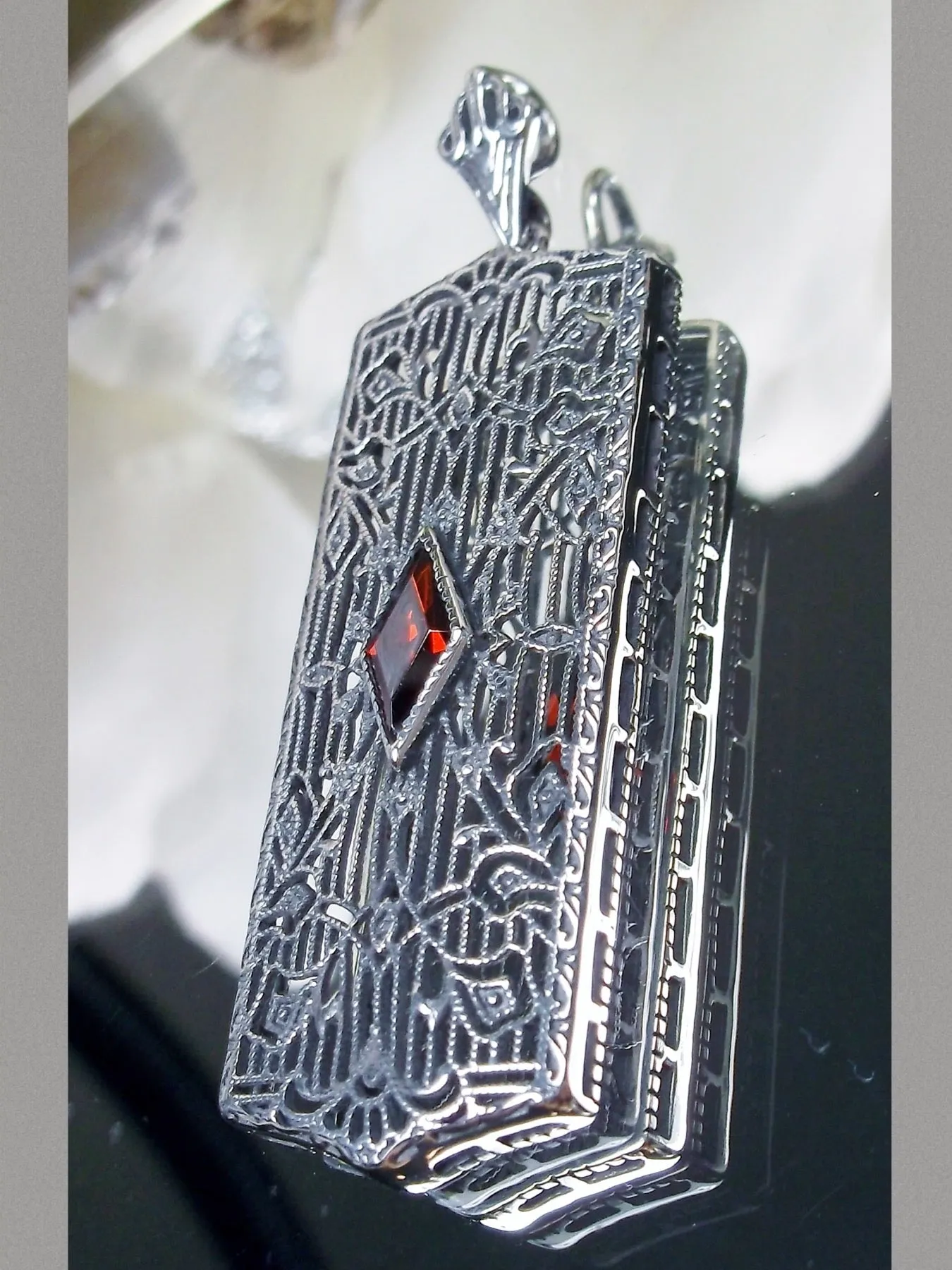 Garnet Pendant, Art Deco 1920's Jewelry #P64