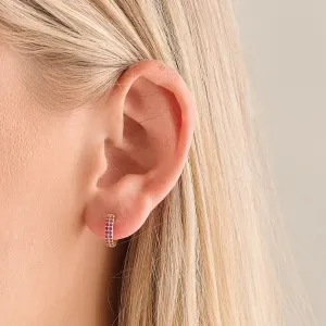 Gemstone Double Row Huggies