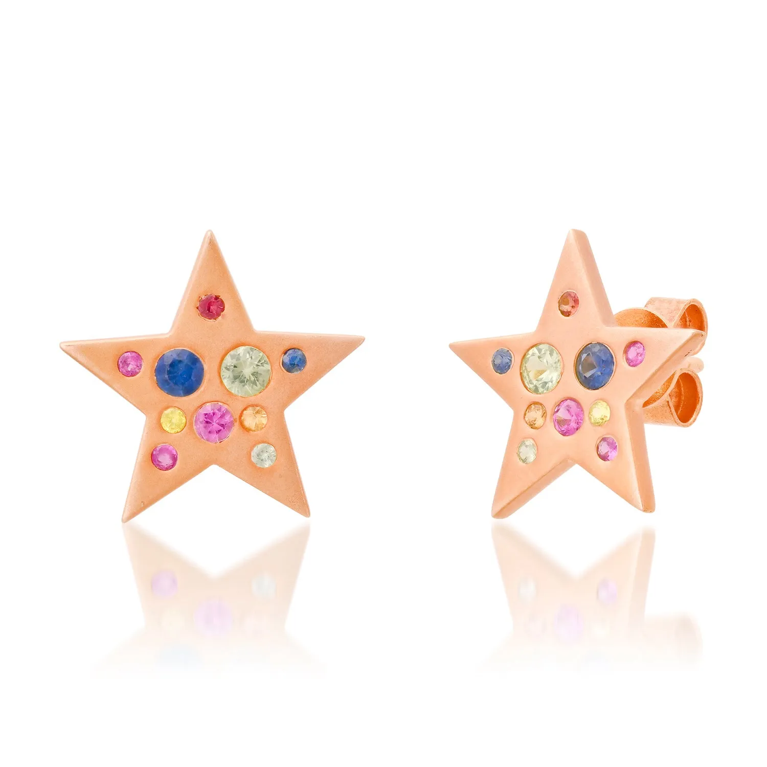 Gemstone Statement Star Stud Earrings