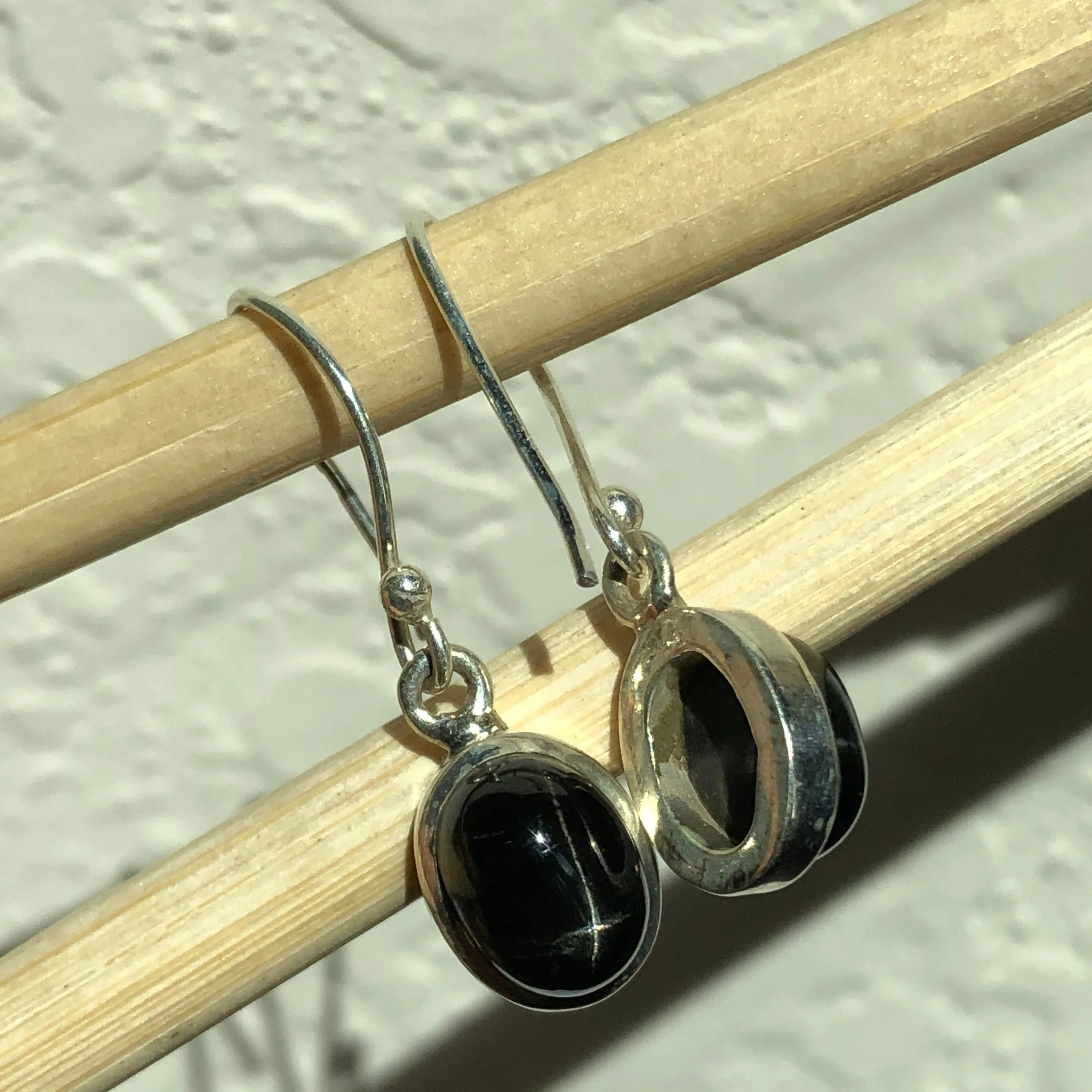Genuine Black Star Diopside 925 Solid Sterling Silver Earrings 25mm