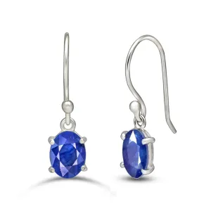 Genuine Blue Sapphire 925 Solid Sterling Silver Earrings 20mm