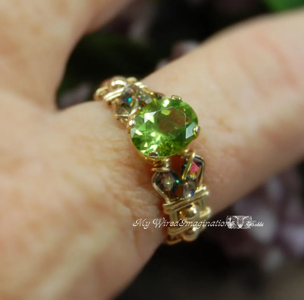 Genuine Peridot, Handmade Ring, August Birthstone, Made to Order