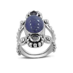 Genuine Tanzanite, Iolite Artisan Rings