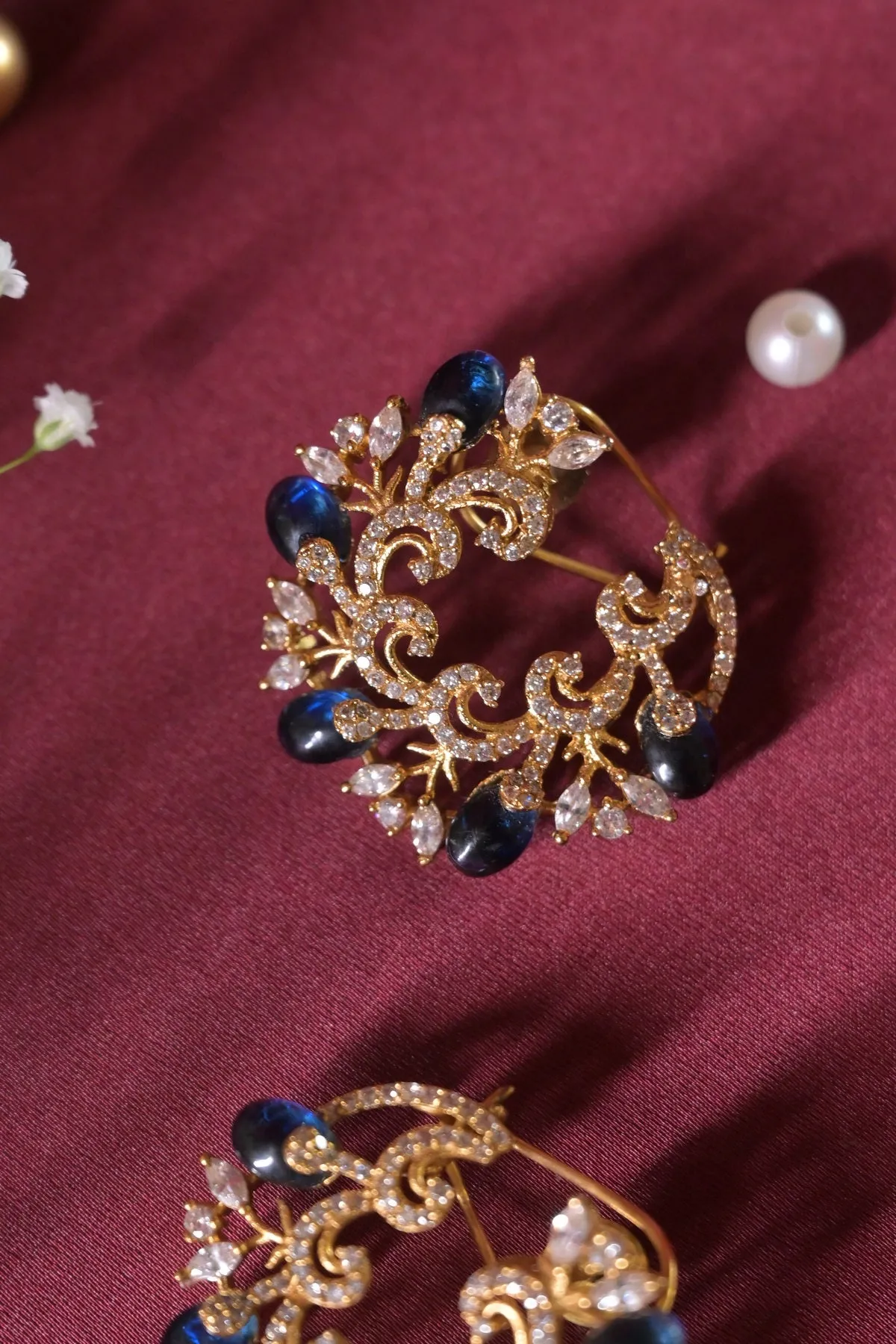 Ghazal Kundan Half Hoop Studs Earrings