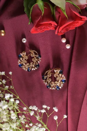 Ghazal Kundan Half Hoop Studs Earrings
