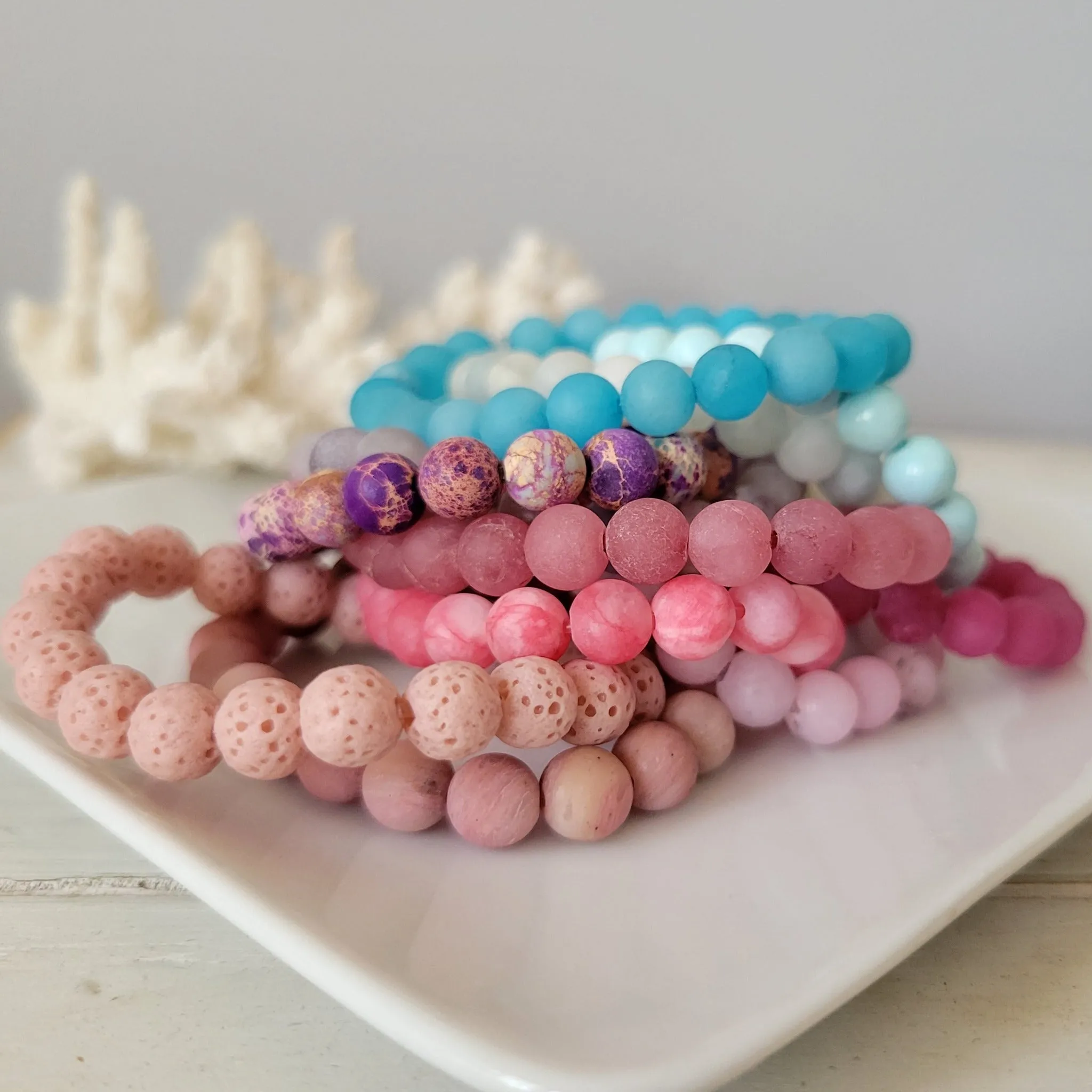 Girl's Natural Stone Bead Bracelets - 1 Add On Bracelet - Multiple Color Choices