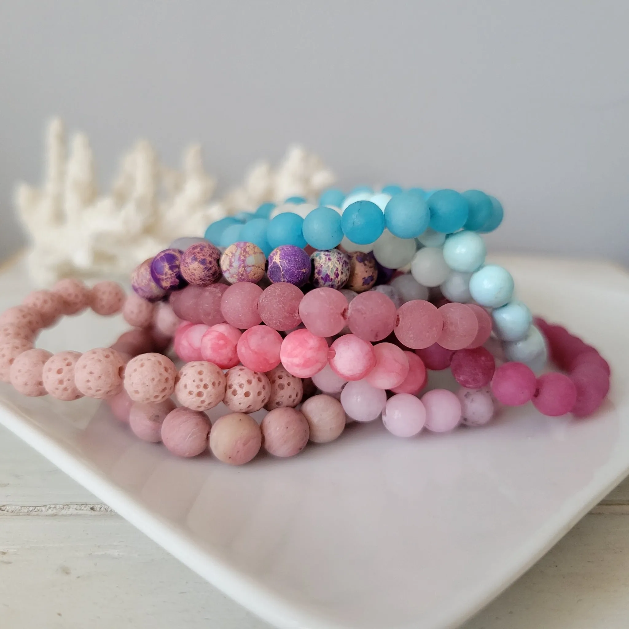 Girl's Natural Stone Bead Bracelets - 1 Add On Bracelet - Multiple Color Choices