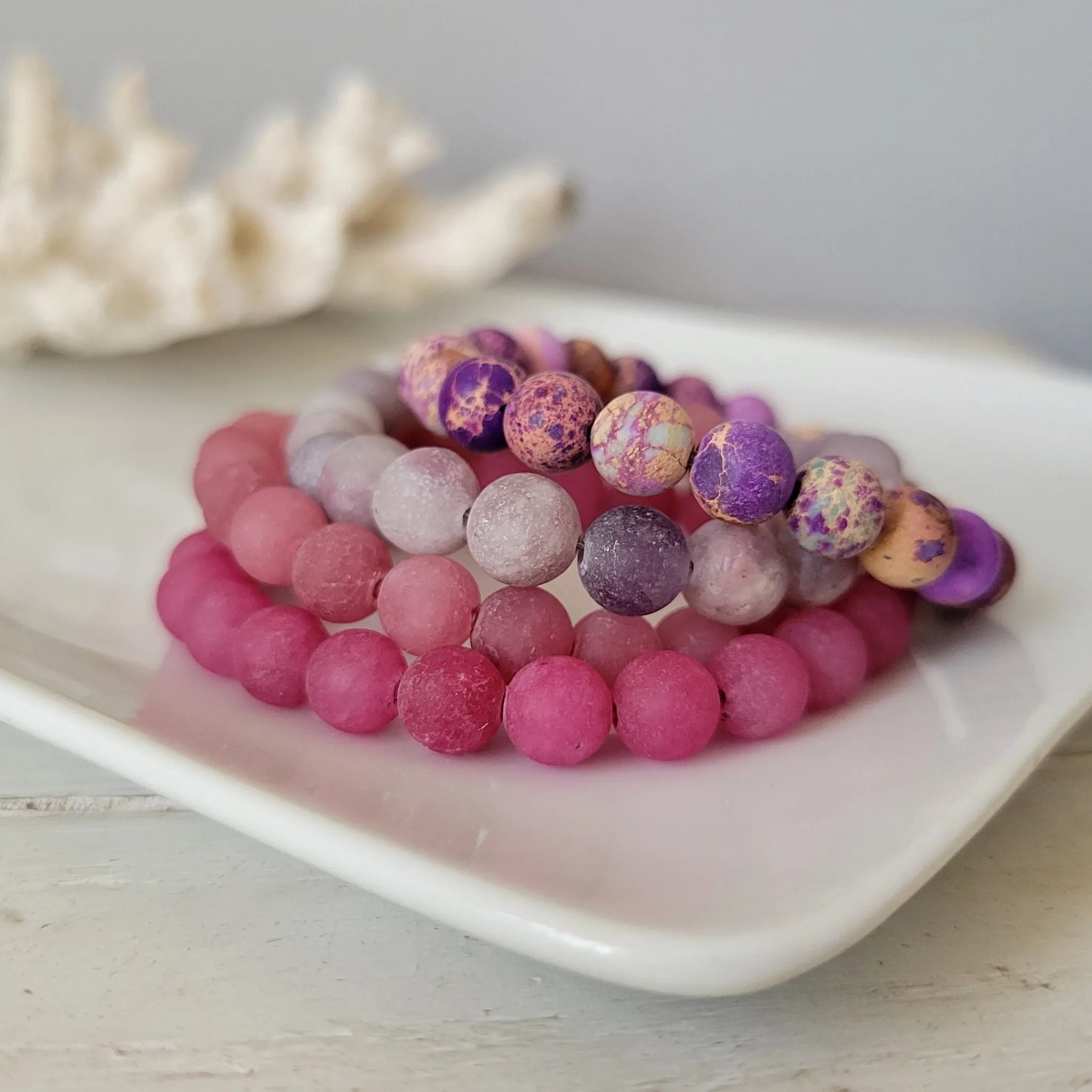 Girl's Natural Stone Bead Bracelets - 1 Add On Bracelet - Multiple Color Choices